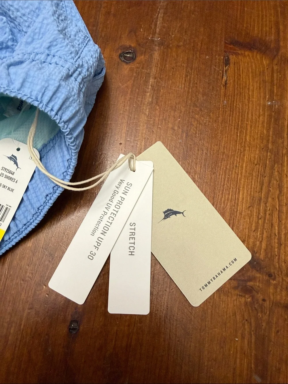 Tommy Bahama Light Blue Seersucker Swim Trunks